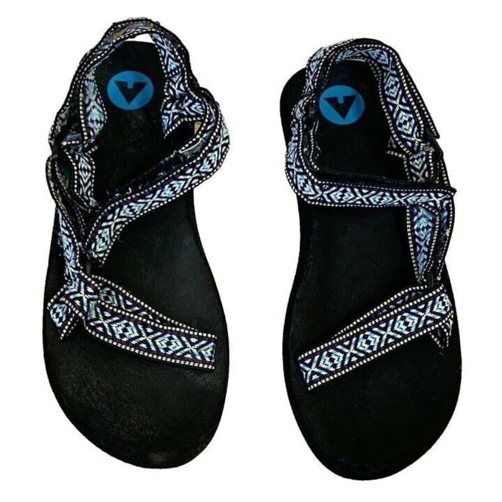 Airwalk Black Sandals Outdoor Shoe Hiking Swim Double Strap Aztec Blue 8